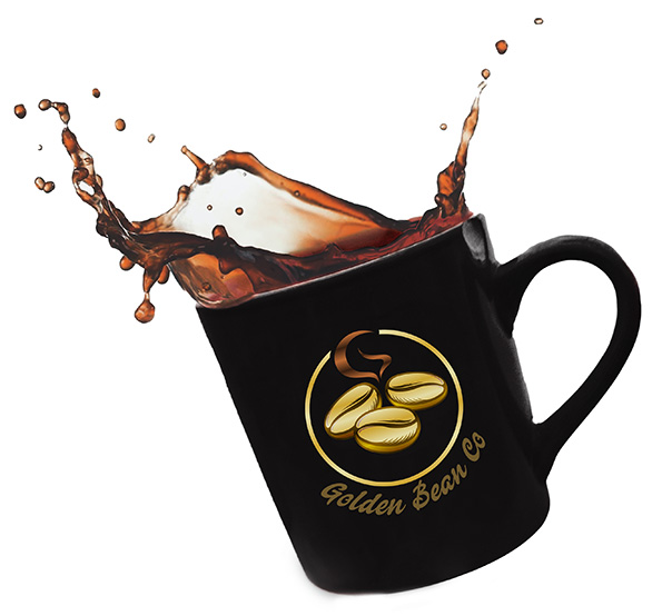 Golden Bean Co Logo on a cup of coffee